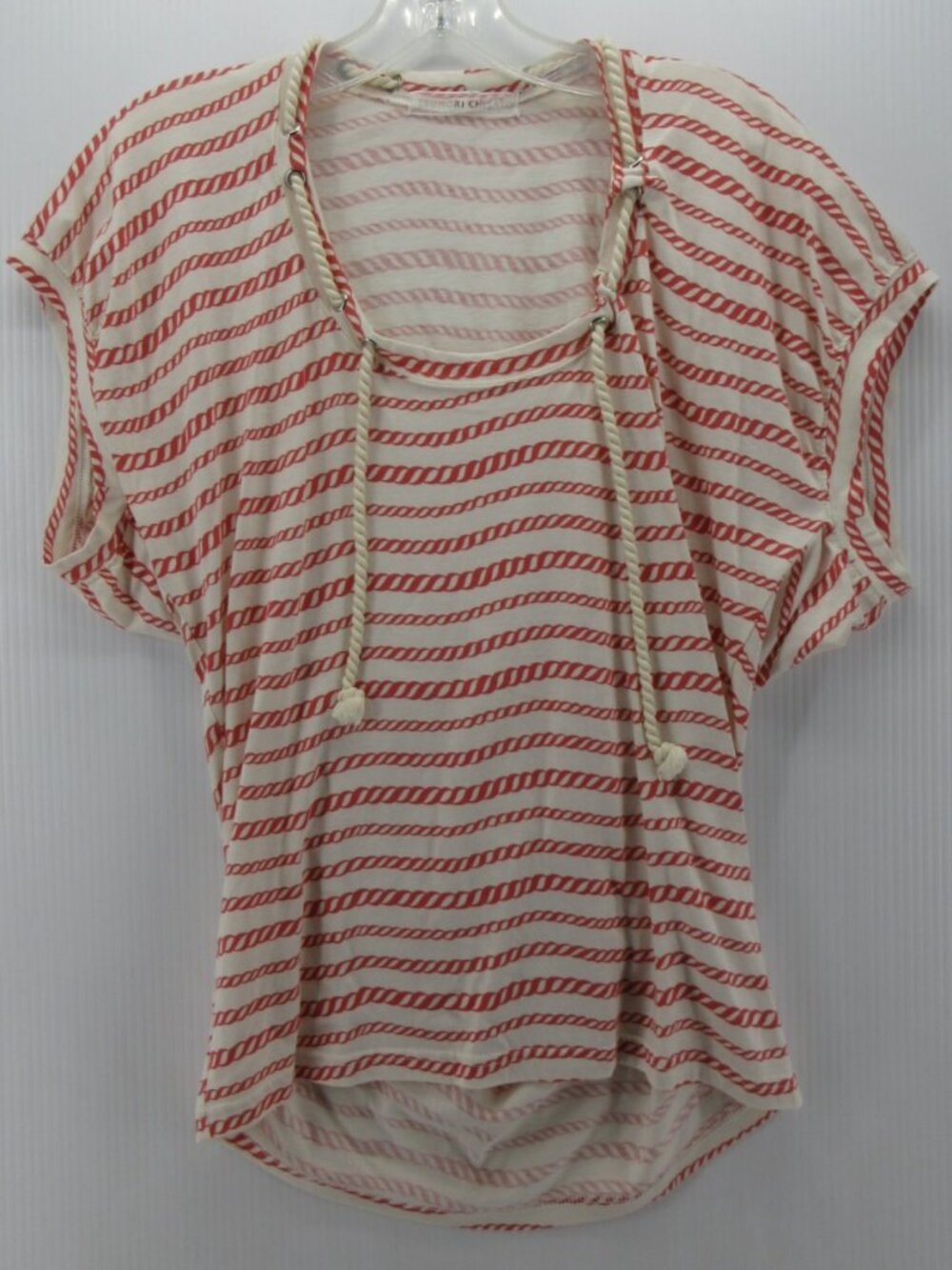 Tsumori Chisato Top 2 White Blouse Nautical Rope Striped Japan Small
